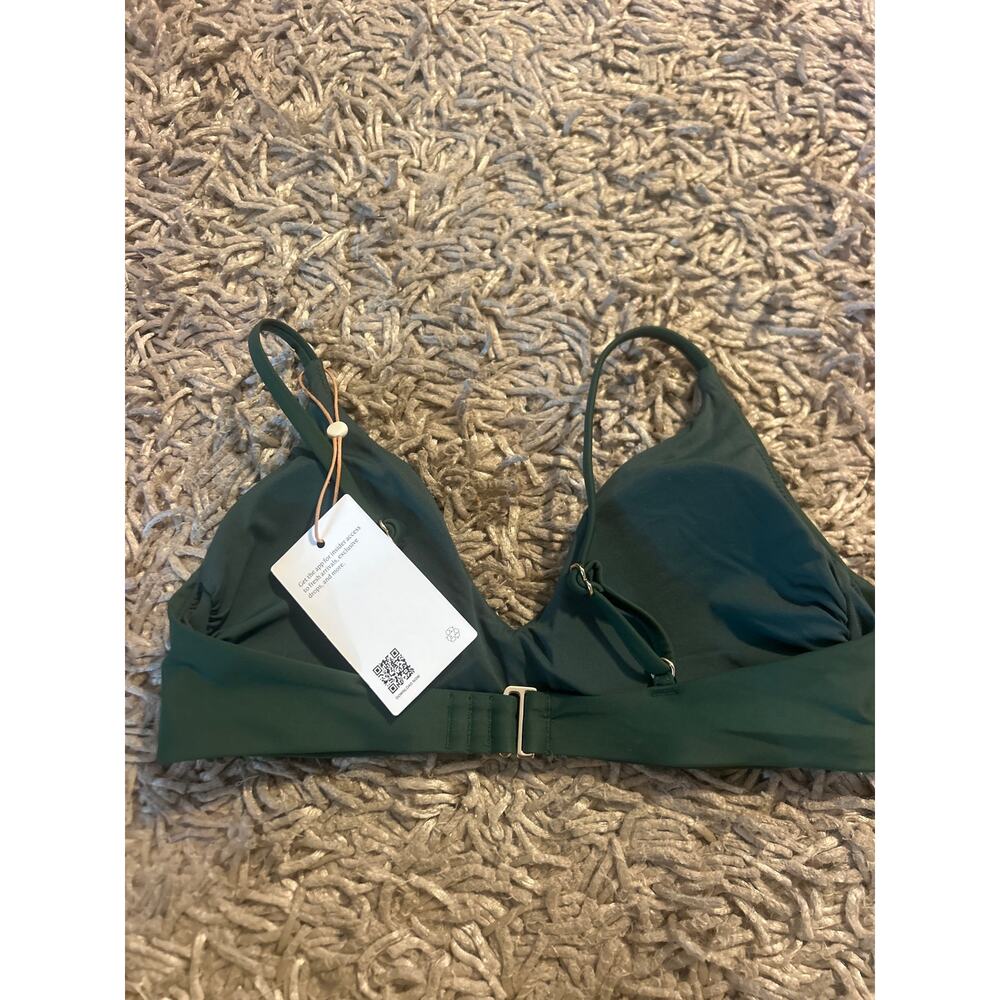 QUINCE Italian V-Neck Bikini Top SUSTAINABLE Swimsuit NWT Palm Green Sz Small S - Picture 5 of 5